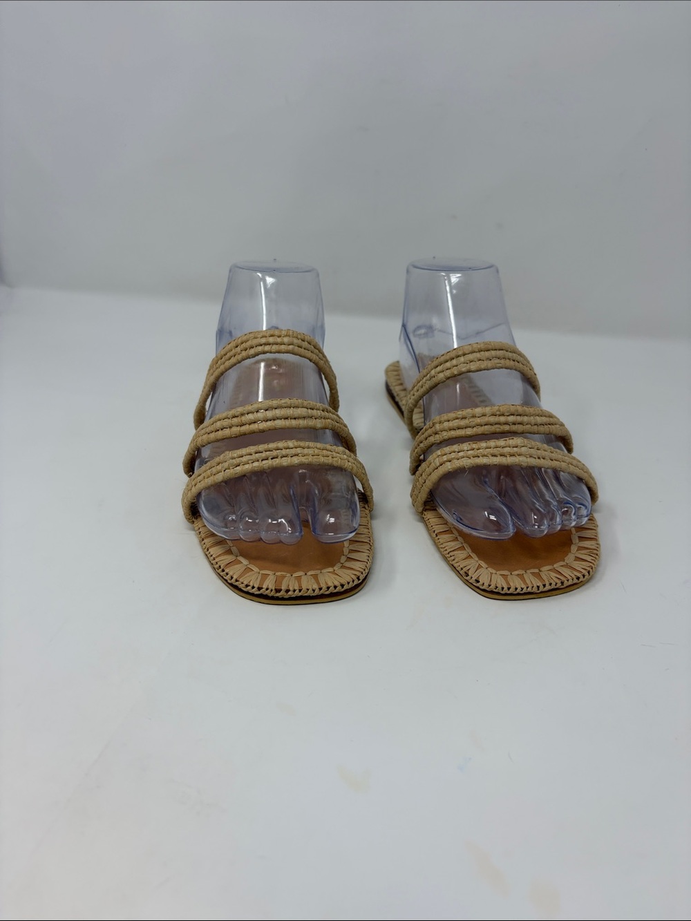 Bulibasha Natural Handwoven Palm Leaf Braided Strap Tan Slide Sandals Size 8.5
